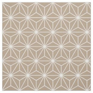 Asanoha Geometric Stars Natural Light Brown Fabric