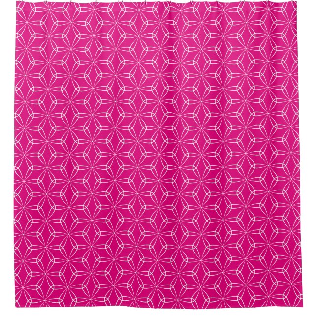 Asanoha Style V2 - White on Hot Pink e5007a Shower Curtain (Front)