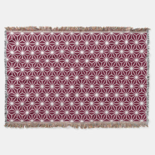 Asanoha Style - White on Dp Crimson 65001d Throw Blanket