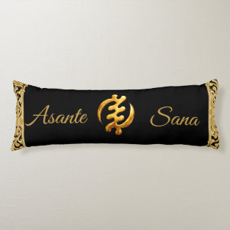 Asante Sana: Gye Nyame Gold Black Adinkra Heritage Body Cushion
