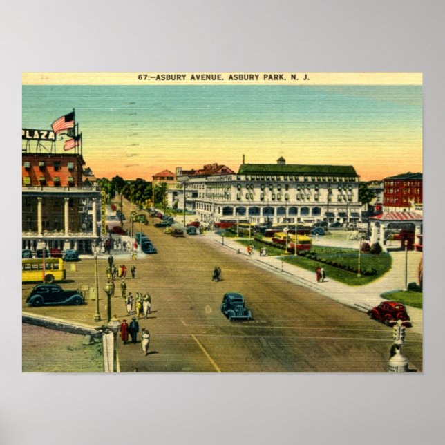 Asbury Park, Asbury Ave, Vintage Poster (Front)