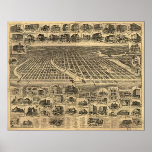 Asbury Park New Jersey 1897 Antique Panoramic Map Poster