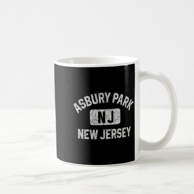 Asbury Park New Jersey Gym Style Distressed White  Coffee Mug (Right)
