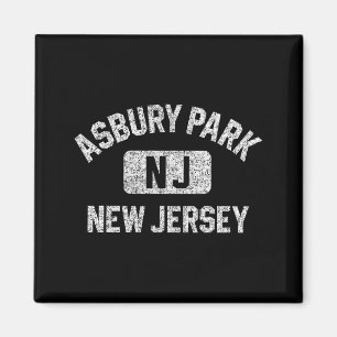 Asbury Park New Jersey Gym Style Distressed White  Magnet