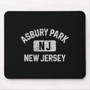 Asbury Park New Jersey Gym Style Distressed White Mouse Mat