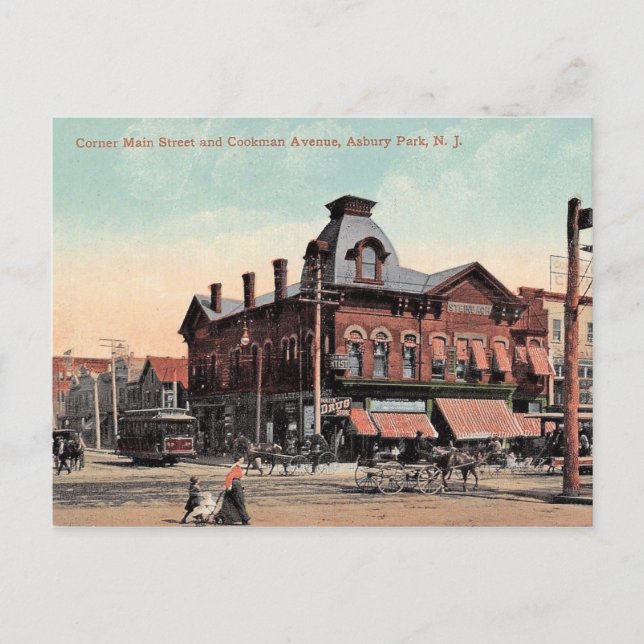 Asbury Park, New Jersey, Main St, Vintage Postcard (Front)