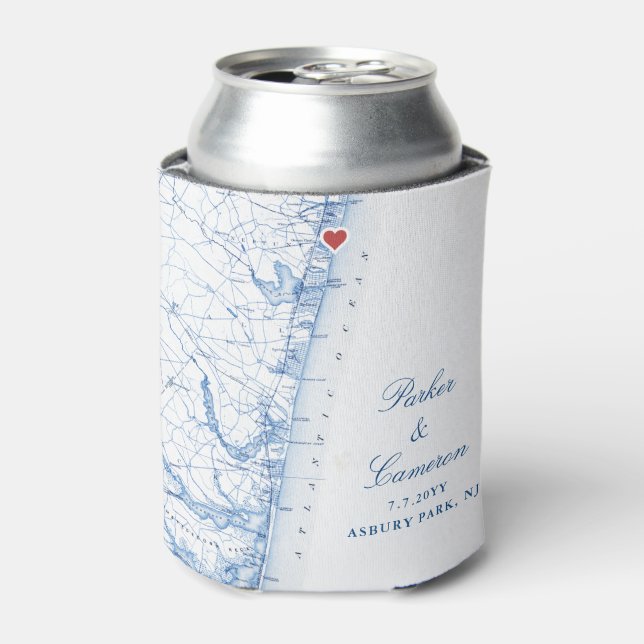 Asbury Park New Jersey Map Wedding Favour Drink Can Cooler (Can Front)