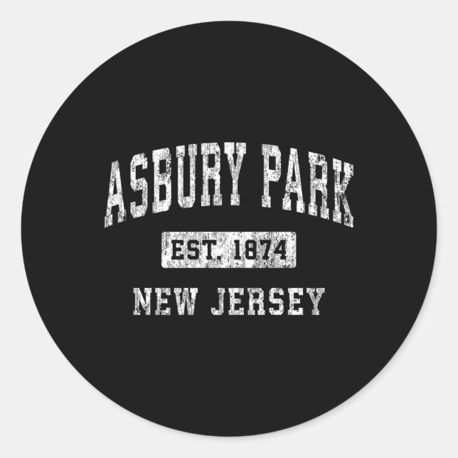Asbury Park New Jersey Nj Established Sports Classic Round Sticker (Front)