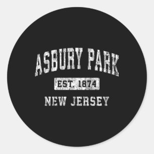 Asbury Park New Jersey Nj Established Sports Classic Round Sticker