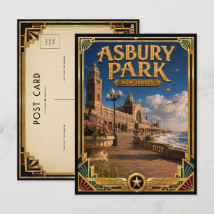 Asbury Park New Jersey Vintage Art Deco Golden Age Postcard