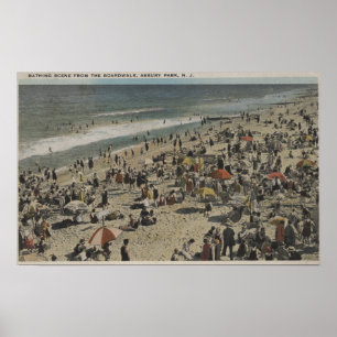 Asbury Park, NJ - Bathing Scene from Boardwalk Poster