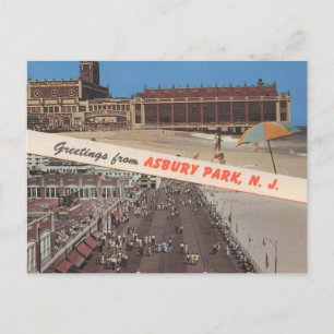 Asbury Park NJ, Greetings, Jersey Shore, Classic  Postcard