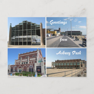 Asbury Park NJ landmarks and boardwalk, Greetin... Postcard