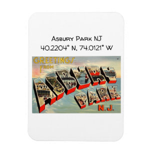 Asbury Park NJ Map Coordinates Vintage Style  Magnet