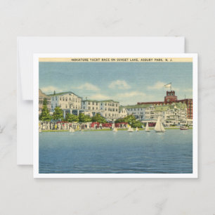Asbury Park NJ, Miniature Yacht Race Vintage Style Postcard