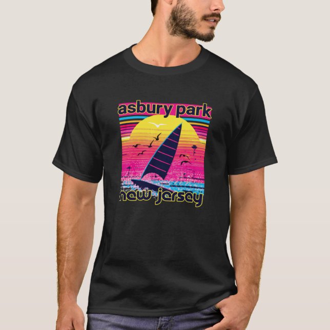 Asbury Park Retro 80s Style Souvenir Beach T-Shirt (Front)