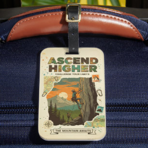 Ascend Higher Mountain Climbing Adventure Art Luggage Tag
