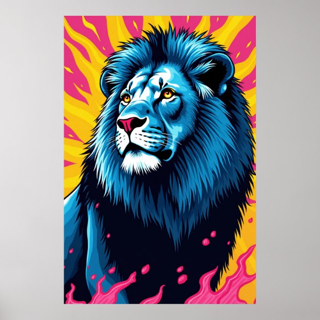 Ascendant King - Pop Art Lion Poster (Front)
