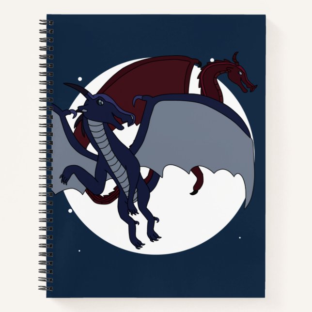 Ascended Mythical Fantasy Dragon Moon Notebook (Front)