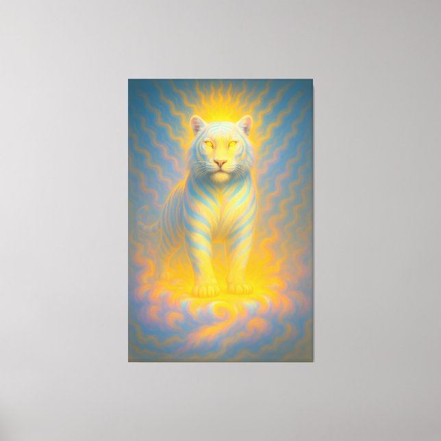 Ascended Sunlit White Tiger | ManJiangHong Fine Ar Canvas Print (Front)