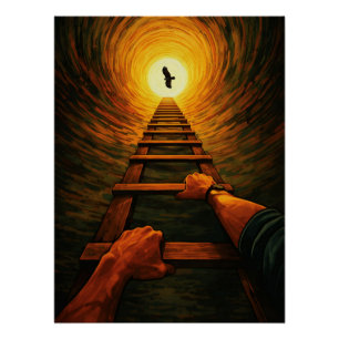 Ascending Ladder to Light Eagle Freedom Symbolic Poster