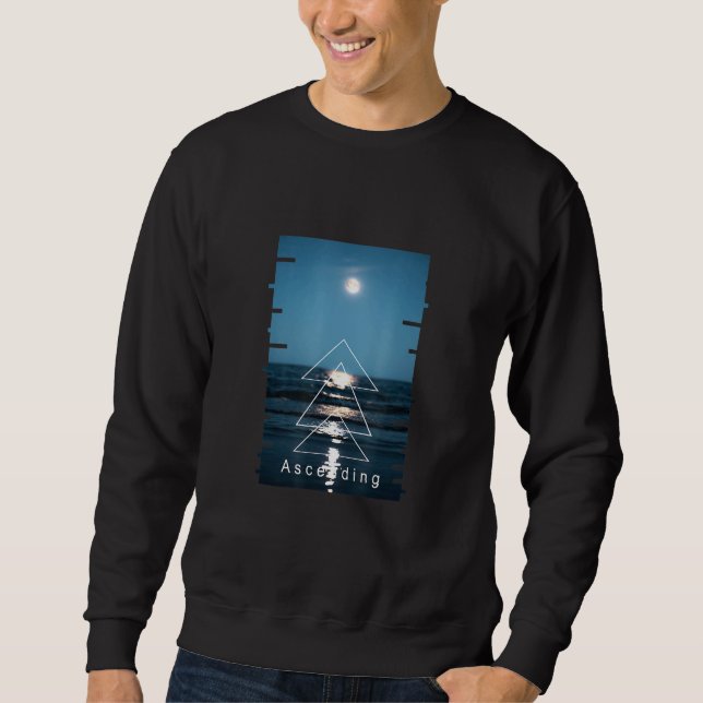 Ascending Moon - Reflection On Ocean Waves Sweatshirt (Front)