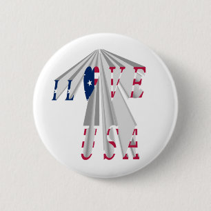 Ascending Patriotism: I Love USA Perspective Art 6 Cm Round Badge