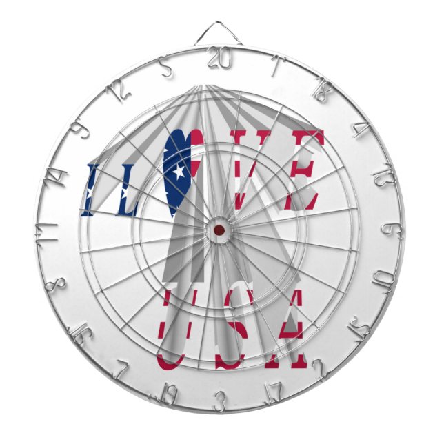 Ascending Patriotism: I Love USA Perspective Art Dartboard (Front)