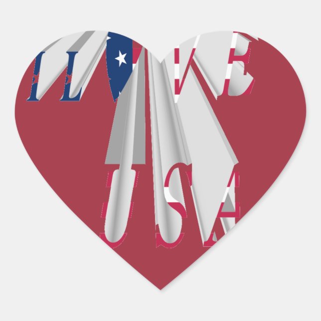 Ascending Patriotism: I Love USA Perspective Art Heart Sticker (Front)