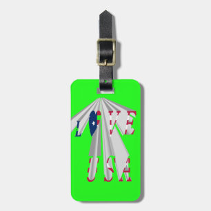 Ascending Patriotism: I Love USA Perspective Art Luggage Tag