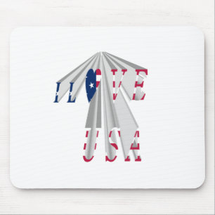 Ascending Patriotism: I Love USA Perspective Art Mouse Mat