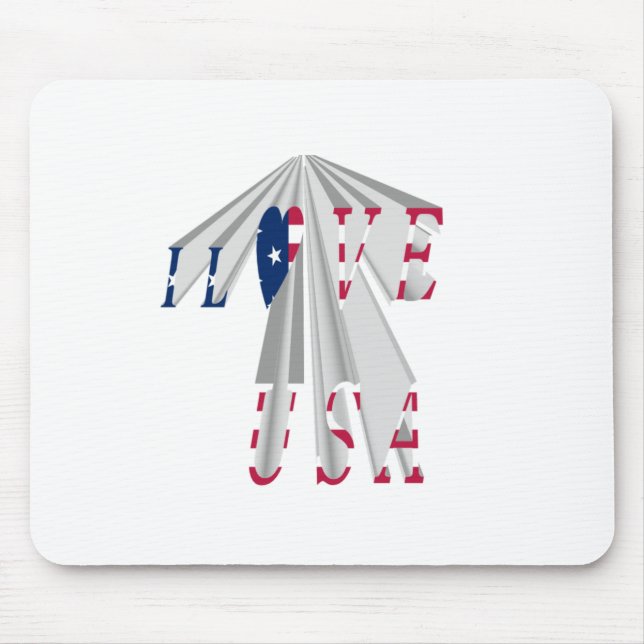 Ascending Patriotism: I Love USA Perspective Art Mouse Mat (Front)