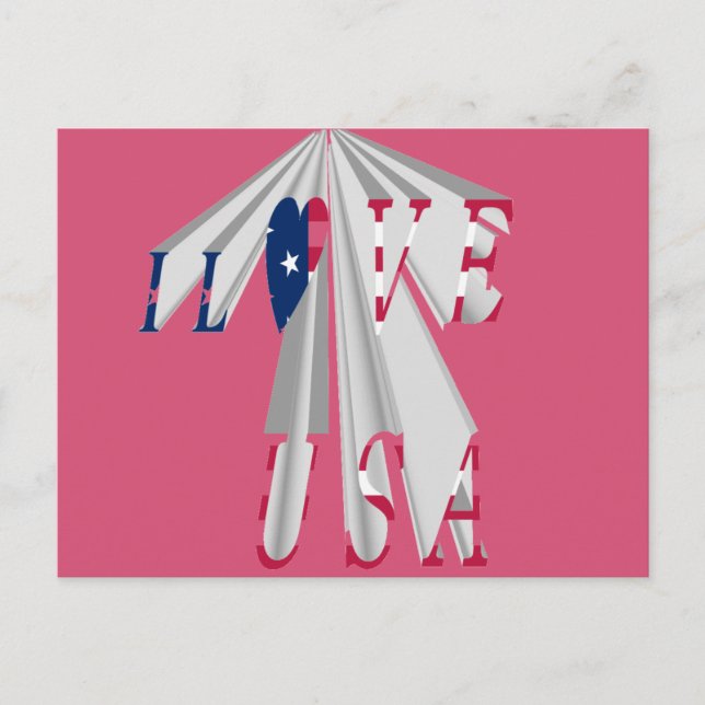 Ascending Patriotism: I Love USA Perspective Art Postcard (Front)