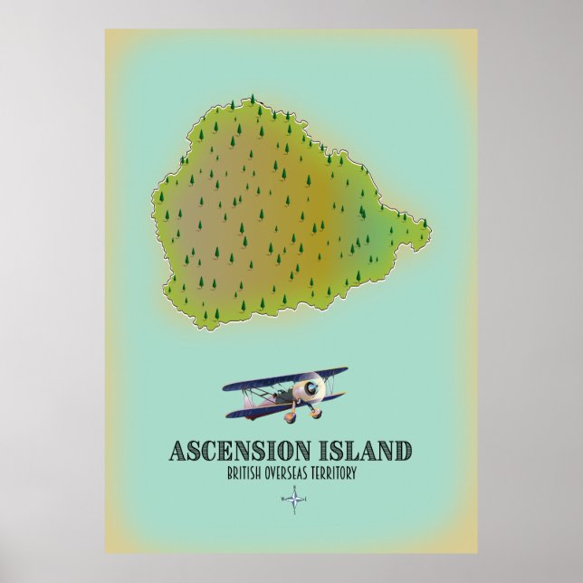 Ascension island british overseas territory map poster (Front)