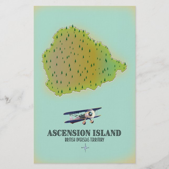 Ascension island british overseas territory map stationery (Front)