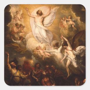 Ascension of Christ with Angels Square Sticker