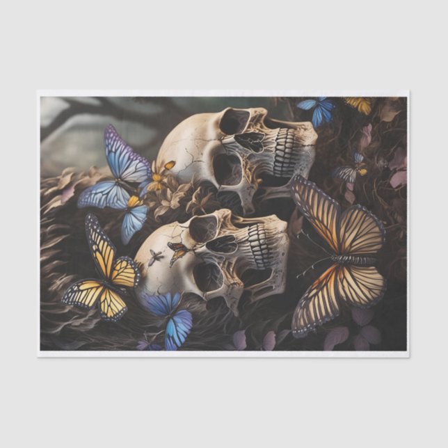 Ascent of Souls, Butterflies & Gothic Skulls Tissue Paper (Front)