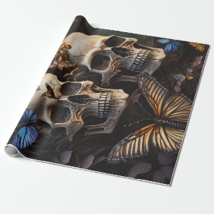 Ascent of Souls, Butterflies & Gothic Skulls Wrapping Paper