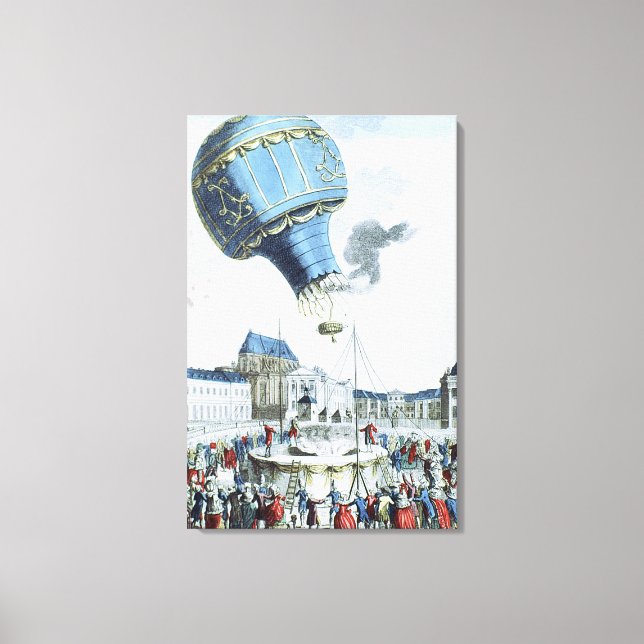 Ascent of the Montgolfier brothers hot-air balloon Canvas Print (Front)