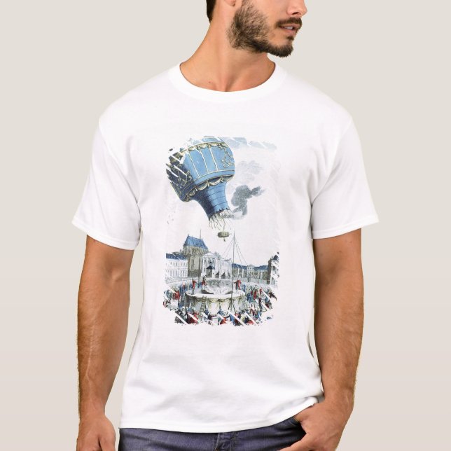 Ascent of the Montgolfier brothers hot-air balloon T-Shirt (Front)