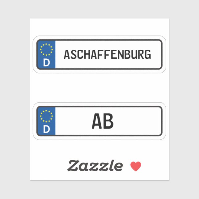 Aschaffenburg kennzeichen, German Car License Plat (Sheet)