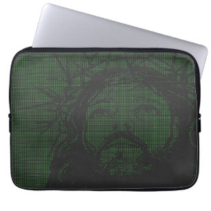 ASCII Art Jesus Crown Of Thorns John 19:30 Laptop Sleeve
