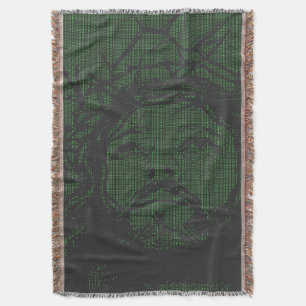 ASCII Art Jesus Crown Of Thorns John 19:30 Throw Blanket