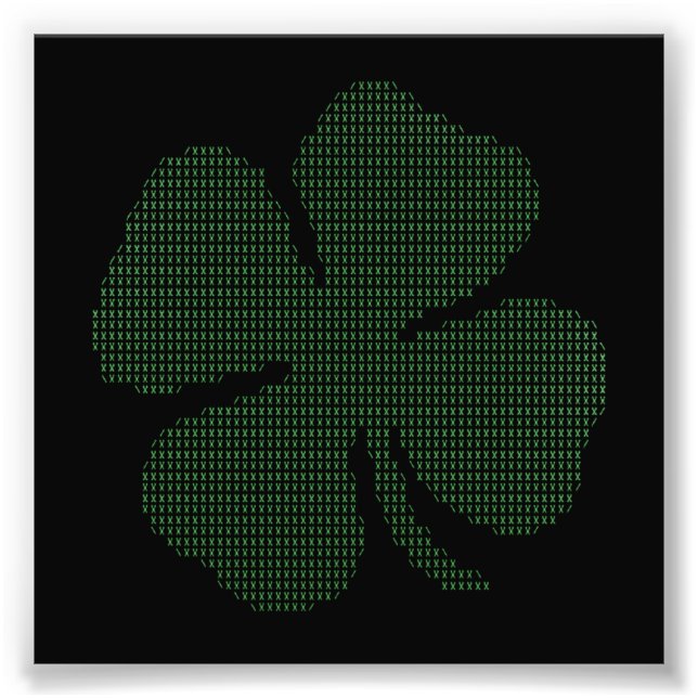 Ascii Art Shamrock Four Leaf Clover Photo Print (Front)