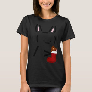 ASCII Bunny Rabbit Holding Christmas Stocking T-Shirt