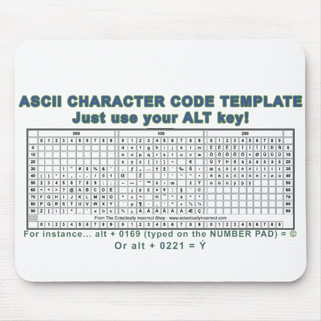 ASCII Code Mouse Mat (Front)