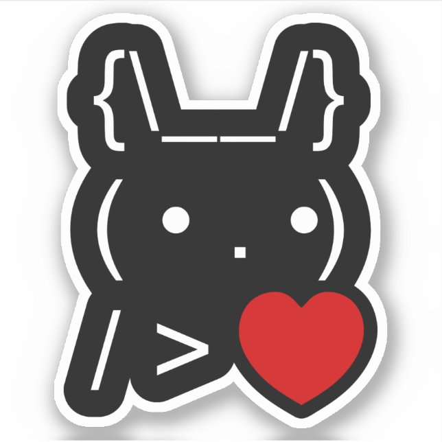 ASCII Text Art Bunny Rabbit Give Heart (Front)