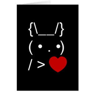 ASCII Text Art Bunny Rabbit Give Heart Card