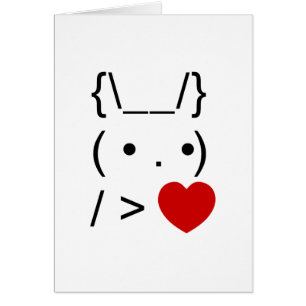 ASCII Text Art Bunny Rabbit Give Heart Card
