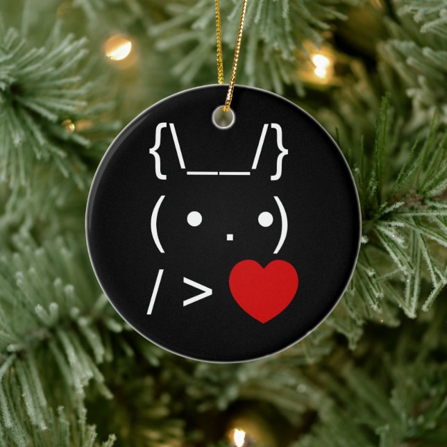 ASCII Text Art Bunny Rabbit Give Heart Ceramic Tree Decoration (Tree)